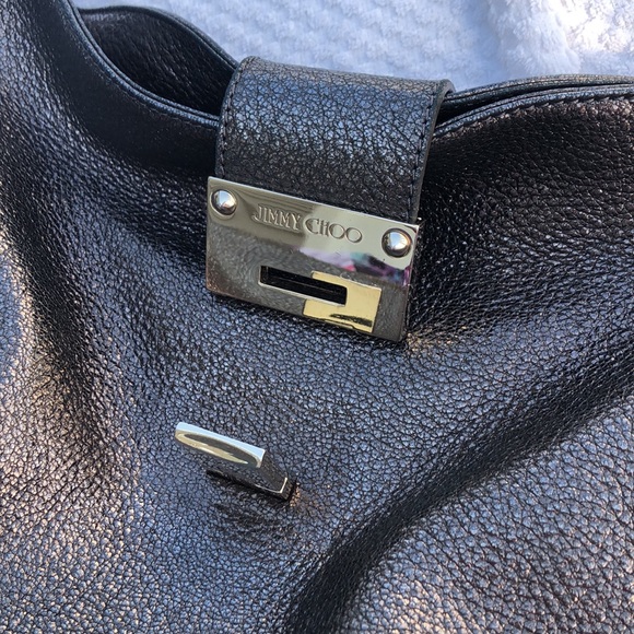 JIMMY CHOO RACHEL GLITTERING LEATHER SHOULDER BAG - Picture 7 of 16